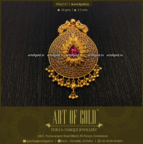 Gold Pendant - Filigree pattern | Art of Gold Jewellery, Coimbatore