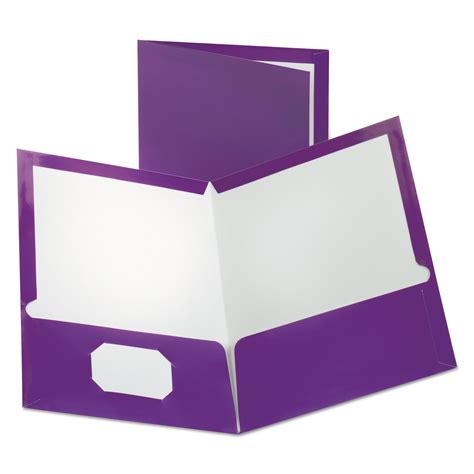 Oxford Two-Pocket Laminated Folder, 100-Sheet Capacity, 11 x 8.5, Metallic Purple, 25/Box ...