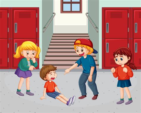 School bullying with student cartoon characters 13763211 Vector Art at ...