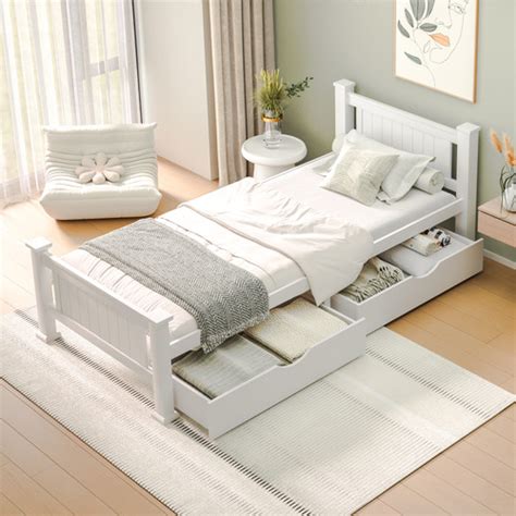 LivingFusion Clara Pine Wood Bed Frame with Storage | Temple & Webster