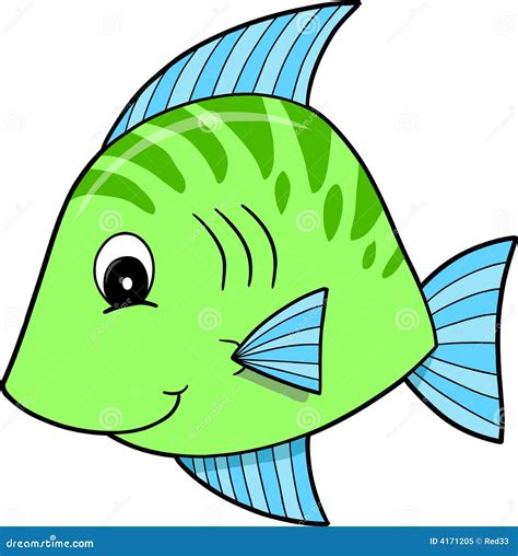 Cute Green Fish stock illustration. Image of fish, marine - 4171205