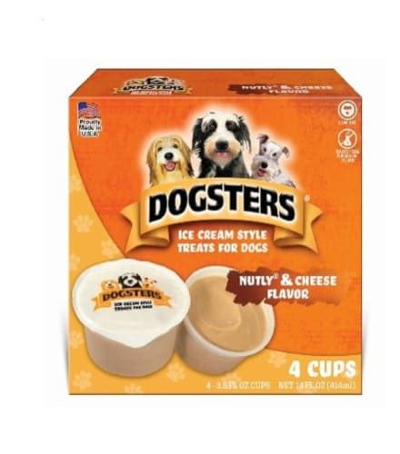 Dogsters Nutly & Cheese Flavor Ice Cream Style Dog Treats, 4 ct / 3.5 fl oz - Ralphs