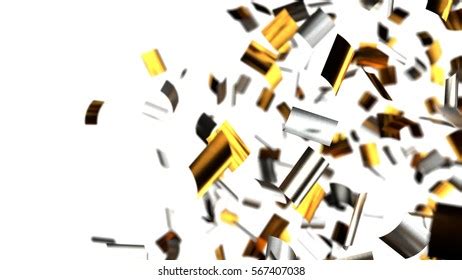 3d Render Gold Silver Confetti Streamers Stock Illustration 567407038 ...