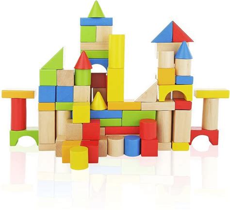 Wooden Building Blocks for Kids 100 Piece Stack and Play | Shop Today ...