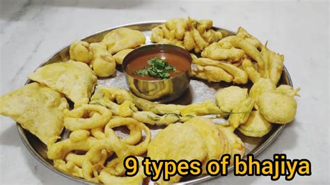 9 types of bhajiya | monsoon special | how to make bhajiya at home | 1 ...