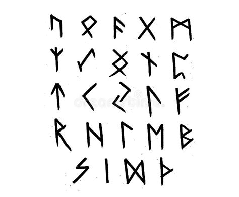 Viking Runes, Elder Futhark Alphabet. Retro Norse Scandinavian Runes. Sketch Celtic Ancient ...