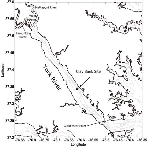 The York River, Southeastern Virginia, USA. The Chesapeake Bay lies to... | Download Scientific ...