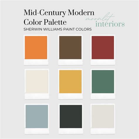 Mid-century Modern Home Color Palette, Interior Paint Palette, Pre ...