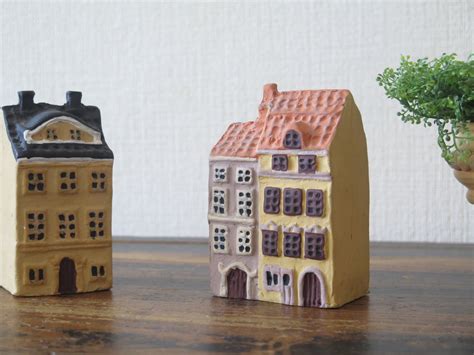 Miniature Houses Set of 2 Pottery Town House Collectible - Etsy