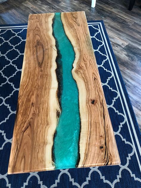 River live edge table coffee or dining kitchen table Olive | Etsy | Wood resin table, Dining ...