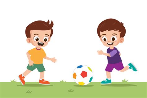 Two cute boys playing football in the park vector illustration 10640476 Vector Art at Vecteezy