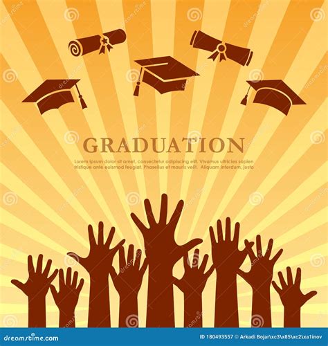 Striped Graduation Poster Design Stock Vector - Illustration of flyer ...