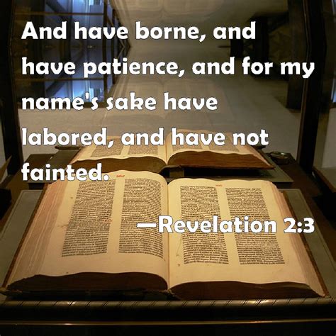 Revelation 2:3 And have borne, and have patience, and for my name's sake have labored, and have ...