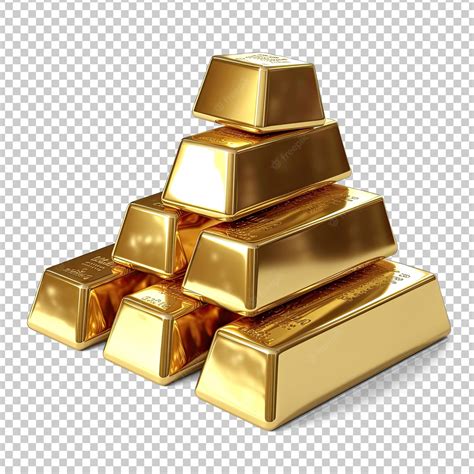 Premium PSD | Gold Bars Pile Isolated on Transparent Background