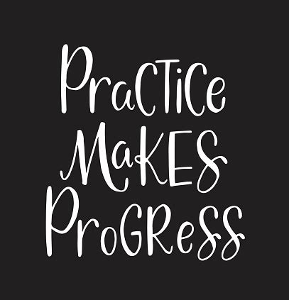 Practice Makes Progress Inspirational Quotes Hand Lettering Stock Illustration Stock ...