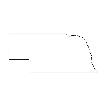 Nebraska State Of Usa Solid Black Outline Map Of Country Area Simple ...