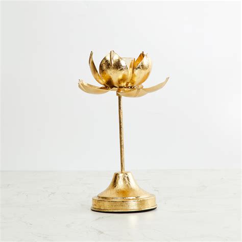 Corsica Lotus Candle Holder - Set of 2 | Gold | Metal