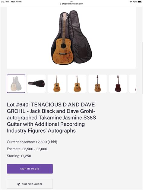 Dave signed guitar up for auction on the Propstore site. Signed by Dave ...