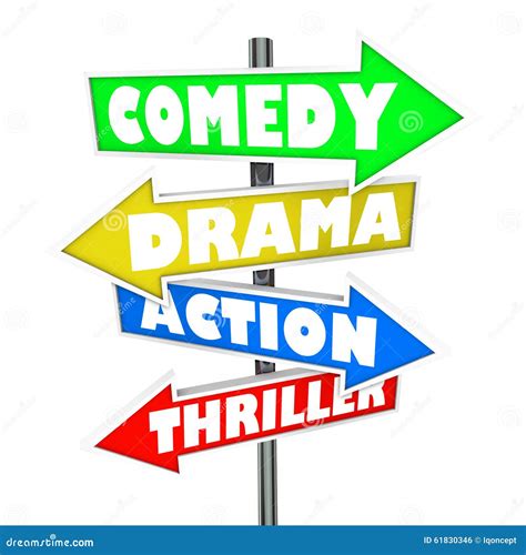 Comedy Drama Action Thriller Movie Genre Signs Stock Illustration - Illustration of enjoy ...