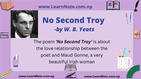 Summary of the poem No Second Troy