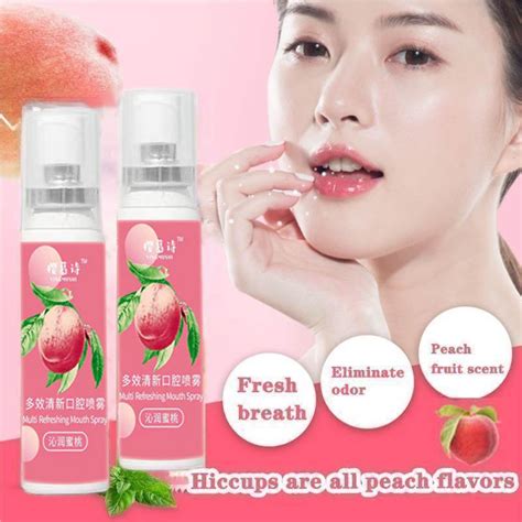 White Peach Mouth Spray/Mint Oral Spray Fruit Oral Spray Long Lasting Fresh mouth wash bad ...