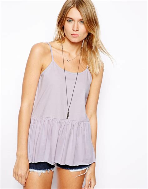 Lyst - Asos Peplum Cami Top in Purple