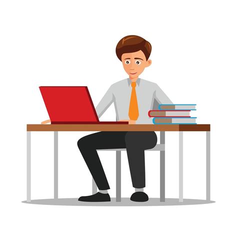 flat design of cartoon character of office man working 5274107 Vector ...