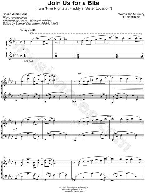 Sheet Music Boss "Join Us for a Bite" Sheet Music (Piano Solo) in Ab Major - Download & Print ...