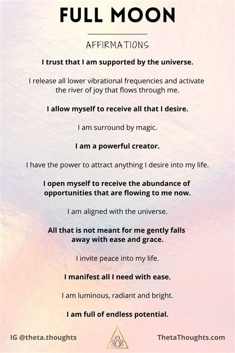 Full Moon Affirmations | Affirmations, Positive affirmations quotes, Positive affirmations