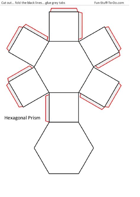 Hexagonal Prism Templates printable pdf download