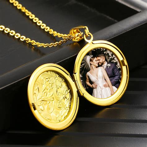 Floral Locket Necklace, Personalized Photo Locket Necklace For Couples ...