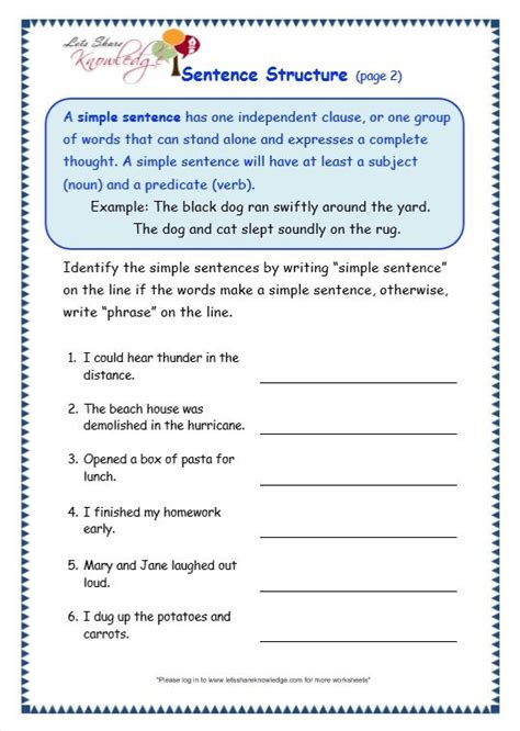 Sentence Structure Worksheets - Robert Armstrong's English Worksheets