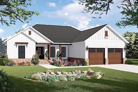 Bedrm, 1509 Sq Ft Country Craftsman Ranch Plan With Porch ...