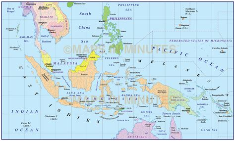 Malaysia/Indonesia Simple Political Map @10M scale in Illustrator and editable PDF formats