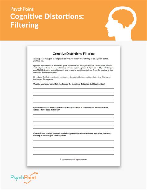 Cognitive Distortions: Filtering Worksheet | PsychPoint