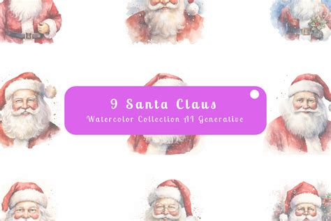 santa claus watercolor illustration collection vol. 5 | Deeezy