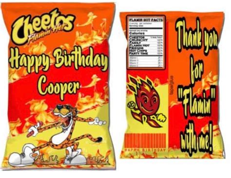 Printable Flamin Hot Cheetos Birthday Chip Bags Instant Download Bobotemp | lupon.gov.ph