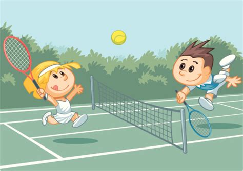 Children Playing Tennis Stock Illustration - Download Image Now - iStock