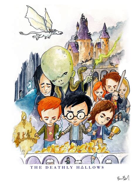 The Deathly Hallows Fan Art Watercolor Print | Etsy