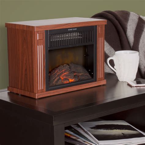 Northwest 13" Portable Mini Electric Fireplace Heater - Wood Finish