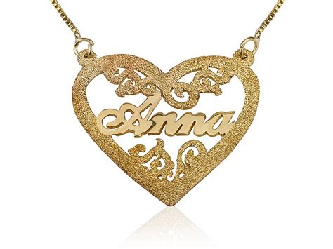 Personalized 18k Gold Heart Engraved Name Necklace | PersJewel
