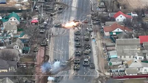 Ukraine war: Drone footage shows Russian tank column retreat after ...