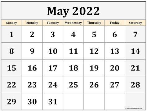 May 2022 Cute Printable Calendar | Images and Photos finder