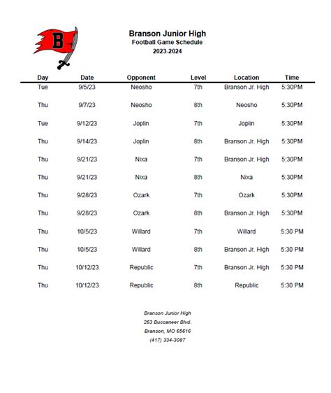 Schedule - Branson Public Schools