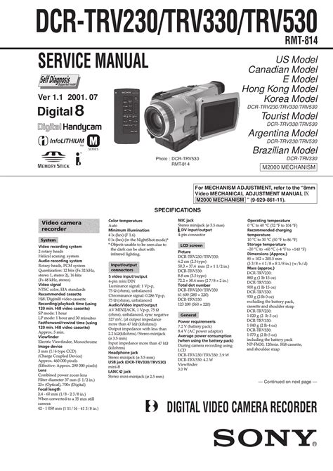 Sony Dcr Trv140 Camcorder Owner's Manual