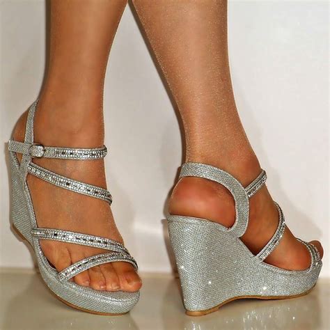 Product | Silver wedding shoes, Prom heels, Ankle strap heels