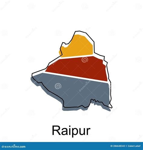 Map of Raipur City Modern Outline, High Detailed Illustration Vector ...