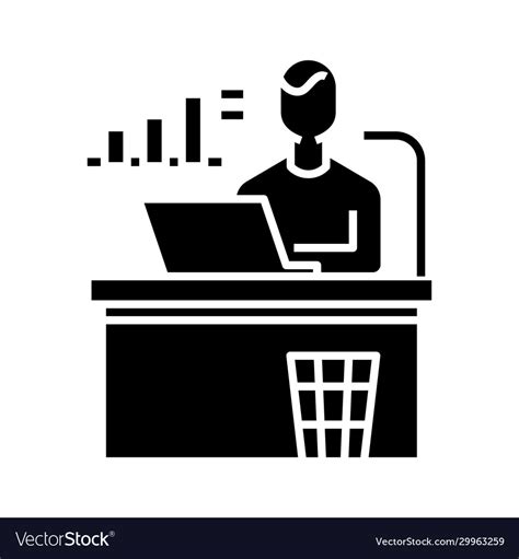 Office worker black icon concept Royalty Free Vector Image