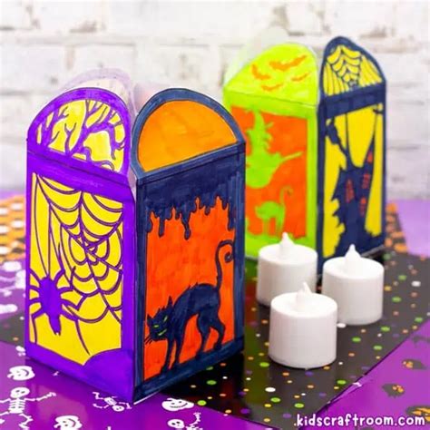 Easy Paper Halloween Lanterns For Kids (Free Printable) - Kids Craft Room