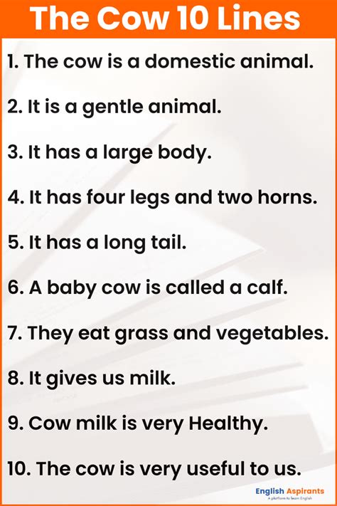 The Cow Essay 10 Lines | 10 Lines on Cow [4 Sets]